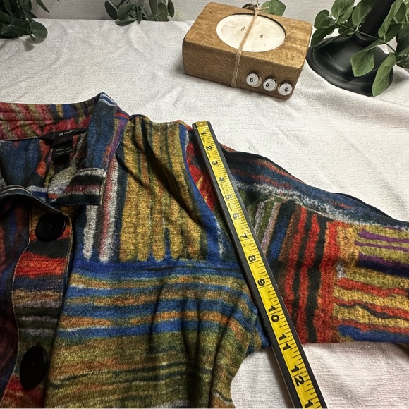 Ali Miles Lagenlook Artsy Abstract Art Knit Wire Collar Jacket XL - Picture 11 of 12